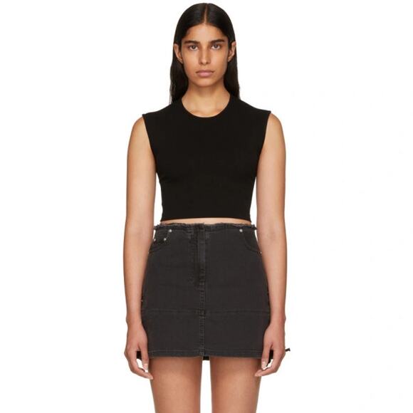 T By Alexander Wang Compact Rib Cut-Out Top Black - Picture 2 of 11